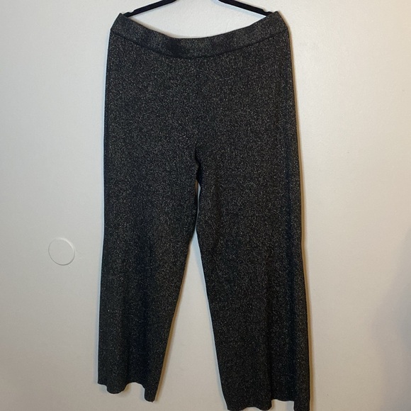 Vila Milano Black & Silver Sweater Pants Wide Leg Elastic Waist Size 1XL NWOT - Picture 5 of 7